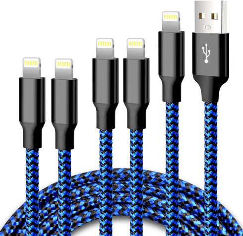 cugunu iPhone Charger, 5 Pack 3/3/6/6/10FT Apple MFi Certified USB Lightning Cable Nylon Braided Fast Charging Cord for