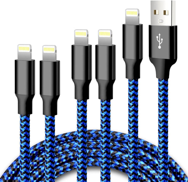 cugunu iPhone Charger, 5 Pack 3/3/6/6/10FT Apple MFi Certified USB Lightning Cable Nylon Braided Fast Charging Cord for