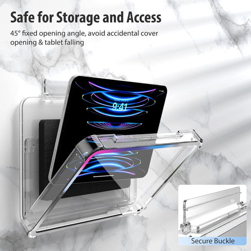 MoKo Waterproof Shower Tablet Holder, Wall Mount for iPad Up to 11", 360° Rotation with Touchable Anti-fog Screen, Clear