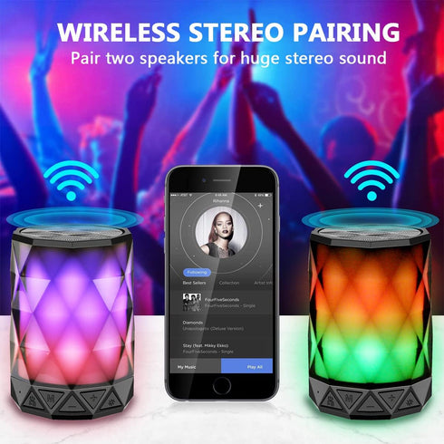 LFS Portable Bluetooth Speakers, Night Light Waterproof, Lightweight for Travel, Pool, Beach, Gifts for Kids and Women