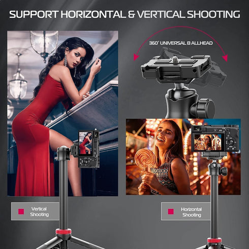 ULANZI MT-44 59" 2 1 360 Extendable Phone Tripod, Selfie Stick Vlog Stand with in Phone Clip, Ball Head Camera Tripod