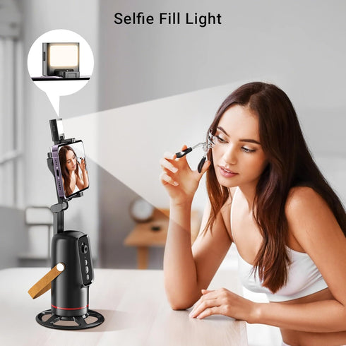 Voinap 360 Auto Face Tracking Phone Holder with Remote and Light, Rotation Tripod Stand for Call Phone, GoPro, Compact