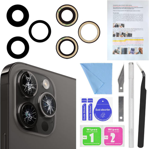 ASDAWN Back Rear Camera Lens Glass Replacement for iPhone 14 Pro Max 6.7 Inches with Pre-Installed Adhesive & Repair