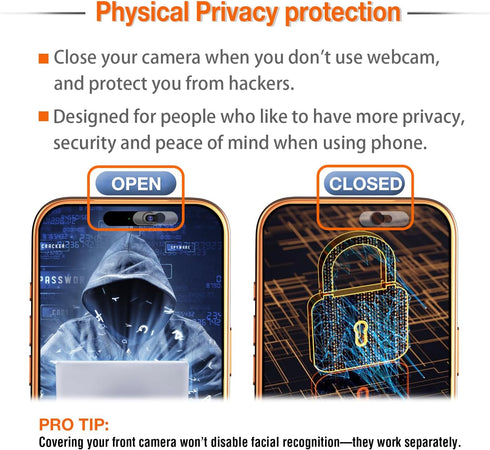 2 Pack Front Camera Cover -Smartphones Webcam Cover Protect Privacy, Camera Privacy Covers Compatible for Galaxy, Pixel