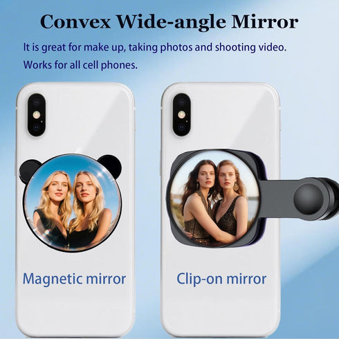 Ziqintech 2-in-1 Phone Selfie Mirror Clip, Magnetic Selfie Mirror for iPhone Back Camera, Universal Compact