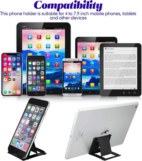 24 Pcs Adjustable Cell Phone Stand, Universal Foldable Multi Angle Pocket Stand for Desk (Black)