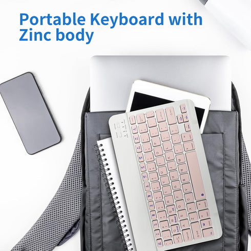 Ultra Slim Mini Wireless Bluetooth Keyboard, Compatible with Amazon Kindle Fire HD, iPad, iPhone, Other Devices, Pink