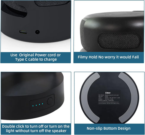 Battery Base for Echo Dot 3rd Gen, Portable Charger for Dot 3rd & Google Mini 2, Black