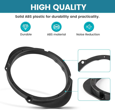 5"x7" / 6 x8 to 6.5 Door Speaker Spacer Bracket Adapter, 2PC for Select 1992-2014 Ford/Lincoln/Mercury, 6.5 inch