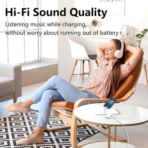 USB C to 3.5mm Headphone and Charger Adapter 2-Pack, 2-in-1 Dongle Cable with PD Fast Charging for iPhone 15 Pro Max