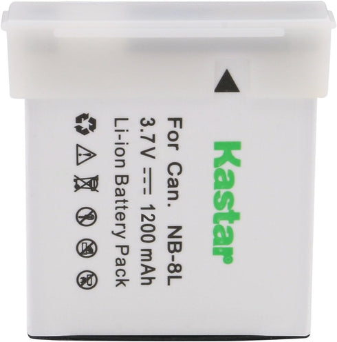 Kastar Battery (2-Pack) and AC Charger for Canon NB-8L, CB-2LA, CB-2LAE, PowerShot A2200, A3000 is, A3100 is, A3200 is,