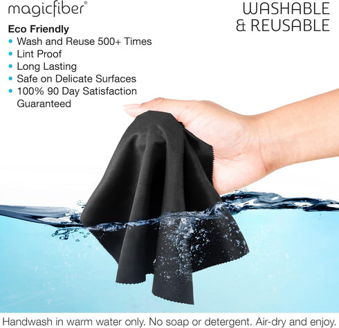 MagicFiber 2 PACK Microfiber Cleaning Cloths for Glasses, Lens, Screens & More