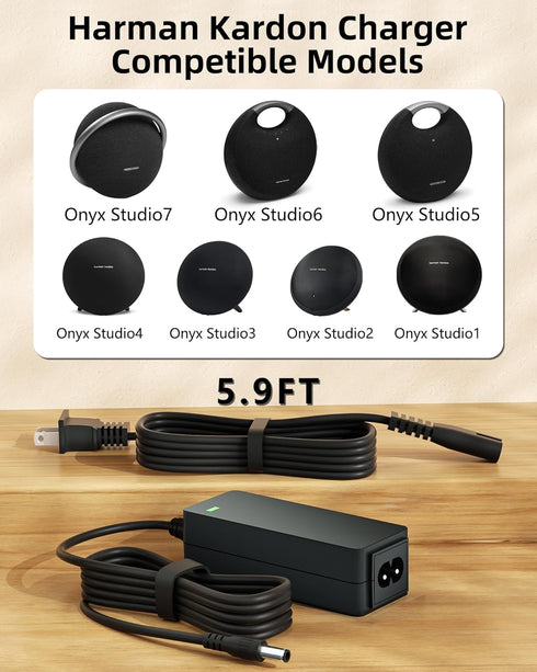 for Harman Kardon Charger Onyx Studio 7 6 5 4 3 2 1 Wireless Bluetooth Speaker Replacement Harmon Kardon Charger 19V AC Power Cord Supply?10 FT? VHBW