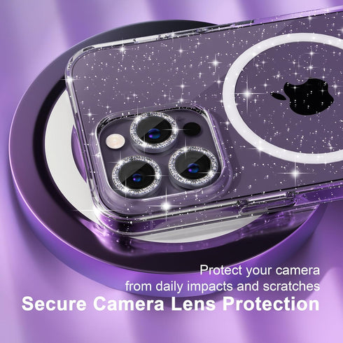Choiche Magnetic Case for iPhone 14 Pro Max, Women Clear Glitter Bling Case, Compatible MagSafe