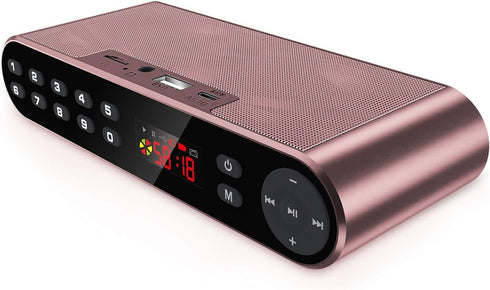 Bluetooth Speaker with FM Radio Player, Portable Wireless Stereo with HD Sound, Built-in Microphone, Enhanced Bass
