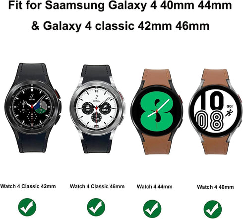 No Gaps Band Genuine Leather with Silicone Replacement Strap for Samsung Galaxy Watch 6/5/4 40mm 44mm, 5 Pro/Classic