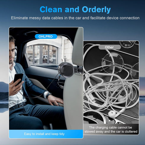 OHLPRO 2 in 1 Backseat Car Charging Station Box, 45W Fast Charge Multi Retractable Charger for iPhone/Samsung and