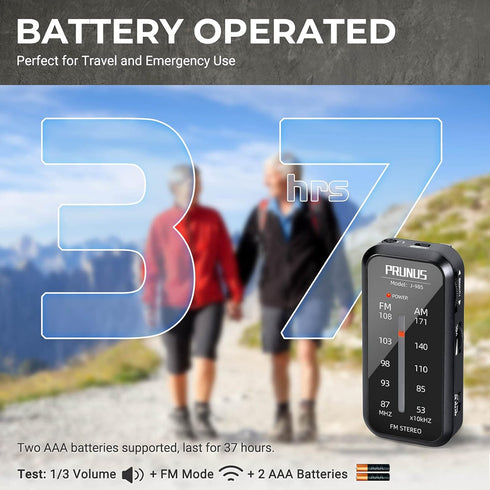 Pocket Radio Mini AM FM Stereo, Portable Battery Operated Radio with Headphones and Back Clip