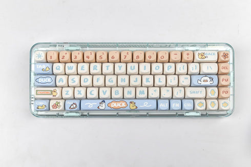 Sumgsn MOA Profile Keycaps 138 Keys, Yellow Cute Duck PBT DYE-SUB Keycap for MX Cherry Mechanical Keyboards
