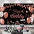 KOKAR Happy Birthday Decorations Banner, Large Black and Rose Gold Sign for Girls Women Birthday Party