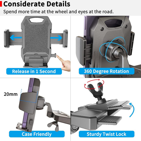 APPS2Car Sturdy CD Slot Phone Mount, One Hand Operation Design, Hands-Free Car Phone Holder for All Smartphones