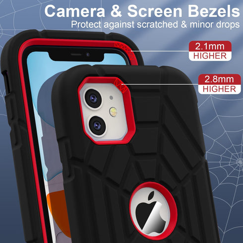 Grifobes Case for iPhone 11/iPhone XR, 6.1 inch, for Kids Boys Children (Black+Red)