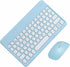 Small Bluetooth Keyboard and Mouse Combo, Ultra-Slim Portable Wireless Keyboard for Android Tablet, iPhone, iPad (Blue)