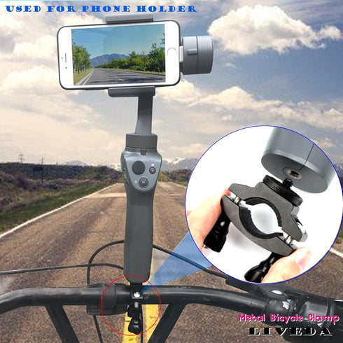 Bike Camera Mount for Mountain Bicycle/Motorcycle, Compatible with GoPro, OSMO, SJCAM, DJI with 1/4 Screw Adapter