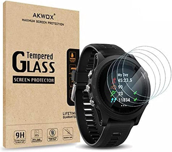 (Pack of 4) Tempered Glass Screen Protector for Garmin Forerunner 935, Akwox Premium Clear 9H Protector