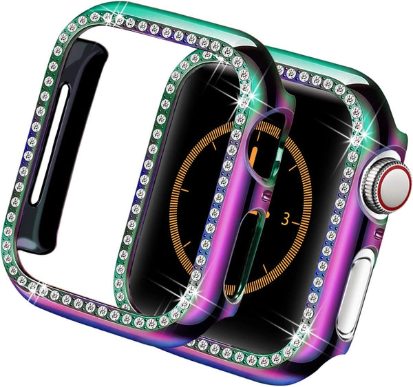 Compatible Apple Watch Case 44mm SE SE2, Bling Crystal Diamonds Bumper Cover for Women, Hard PC Frame