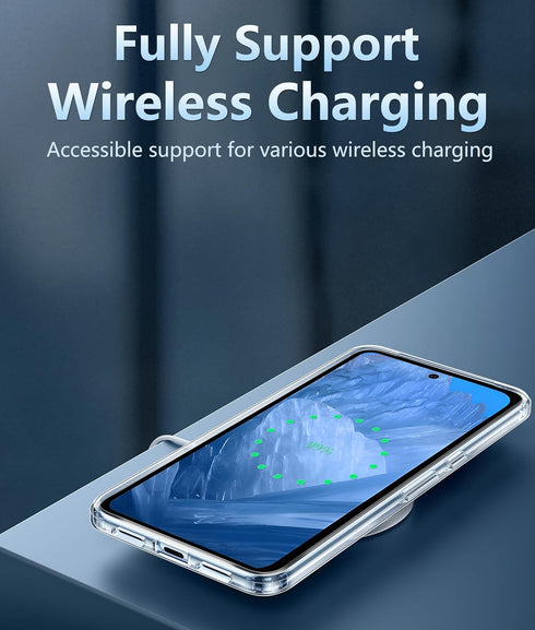 FNTCASE Clear Case for Google Pixel 8a: Military Grade Drop Protection, Anti Yellowing, Wireless Charging Support -