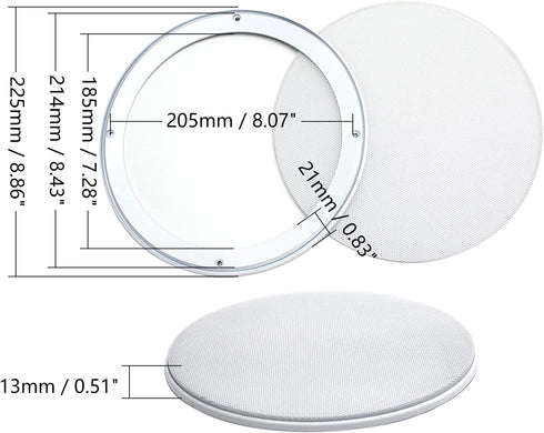 Fielect 8" Speaker Grill Cover White Speaker Grill Mesh Round SubWoofer Grille Car Speaker Grill Cover Guard Protector Replacement