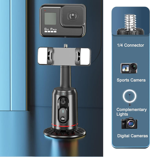 Auto Face Tracking Tripod, 360° Rotating Auto Tracking Phone Stand with Gesture Control for Live Vlog Streaming Video