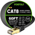 Cat 8 Ethernet Cable 60 FT Flat, High Speed 40Gbps 2000Mhz Braided