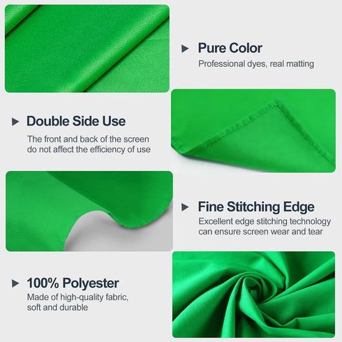 Qoolfoto 710FT Green Screen Backdrop, Photography Chromakey Greenscreen Background Sheet for Zoom Meeting, Polyester