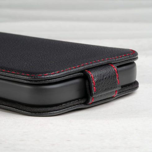 TORRO Leather Flip Case for iPhone 14, Genuine Leather MagSafe Compatible Case with Card Holder (Black)