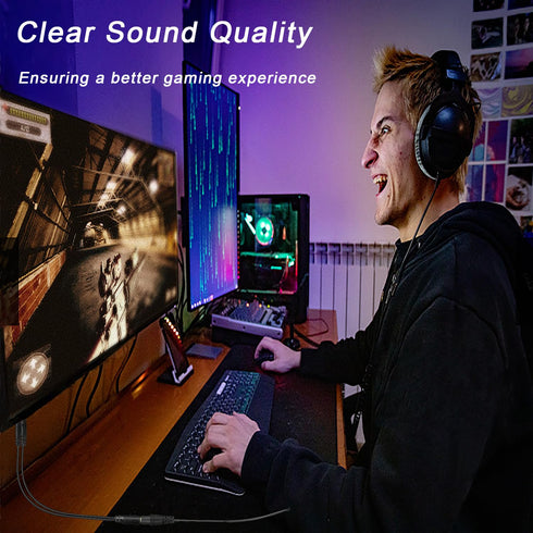 Headphone Splitter for PC, 3.5mm Female to Dual 3.5mm Male Mic Audio Stereo Jack Y Splitter Cable for Gaming Headset