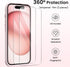 ORNARTO iPhone 15 Case - Pink Shockproof Waterproof Liquid Silicone with Screen Protectors, Full Cover for 6.1 inch.
