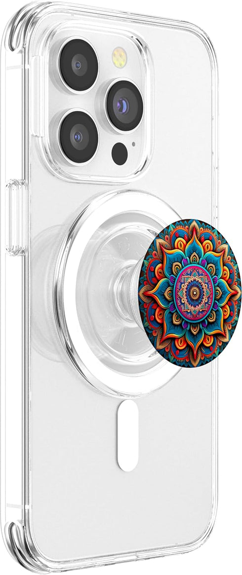 Colorful Mandala Hippie Meditation Spiritual Yoga PopSockets MagSafe PopGrip for iPhone