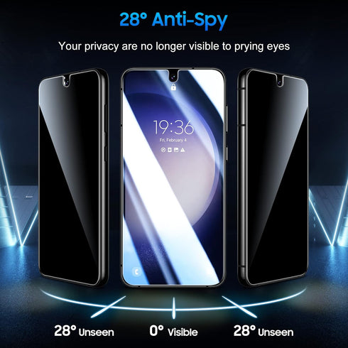UniqueMe Privacy Screen Protector for Samsung Galaxy S23 Plus, 9H Tempered Glass, Ultrasonic Fingerprint Compatible,