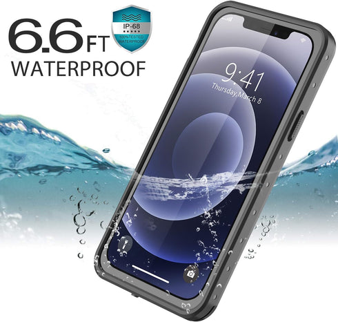 iPhone 12 Pro Heavy Duty Waterproof Case with Built-in Screen Protector, Shockproof & Dustproof, Clear, 6.1 inch.
