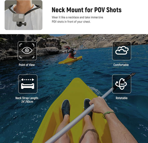 NEEWER Magnetic Neck Mount Holder with Phone Clip, Quick Release POV Action Camera Necklace Mount for GoPro Hero 12 11