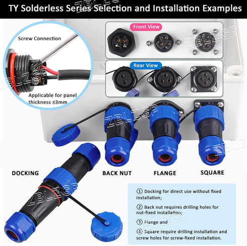 ZBLZGP TY28 IP68 4 Heavy Duty Docking Connector, Rated Pin, Ideal for Outdoor Lighting, Solar Power Systems
