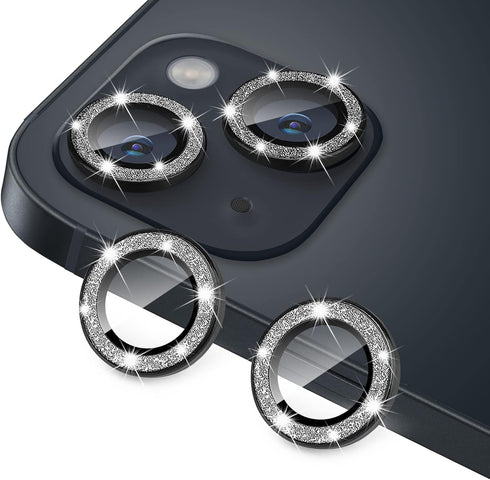 Compatible with iPhone 13 Mini & iPhone 13 Camera Lens Protector - Bling Glitter 9H Tempered Glass, 2Pcs