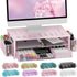 gianotter Monitor Stand with Drawer and Pen Holder, 2-Tier Desk Organizers and Accessories, Ideal for Office Supplies
