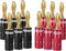 Banana Plugs with Dual Set Screws, Black and Red Aluminum Shell, 6 Pairs