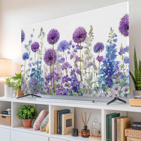 Trosturdspn 55 Inch Watercolor Floral Indoor TV Cover LCD TV Screen Protector Stretchable Television Dust Cover Spring