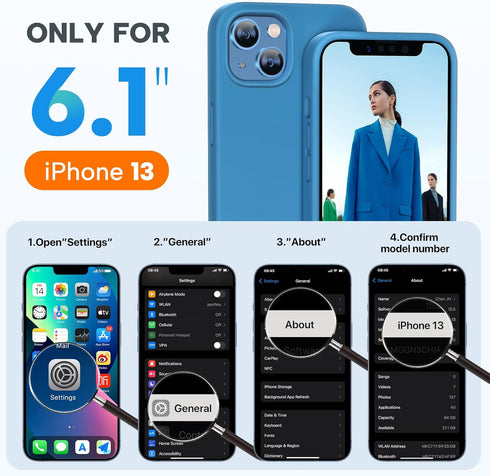 Miracase Shockproof Liquid Silicone Rubber Phone Case Cover for iPhone 13 6.1 inch, with Tempered Glass Screen