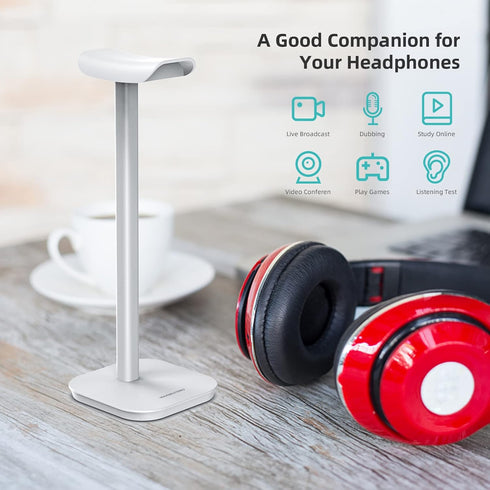 Heavy Base Headphone Stand for Gaming Headsets, Compatible with AirPods Max, Pro, Sony, Beats, Bose, Razer (White)