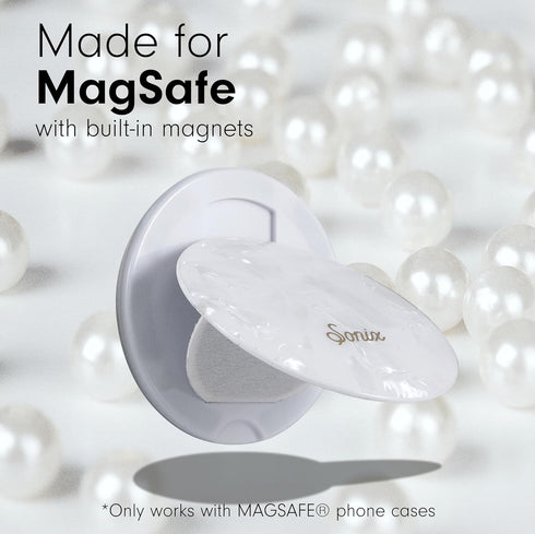Sonix MagLink Snap Grip | Magnetic Phone Grip Holder and Collapsible Kickstand | Compatible with MagSafe | White Pearl